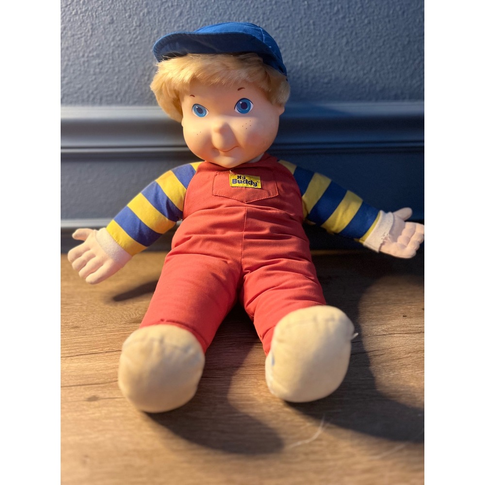 Vintage Playskool My Buddy Doll 1980s‎ Blonde Hair Blue Eyes Red Overalls Toy